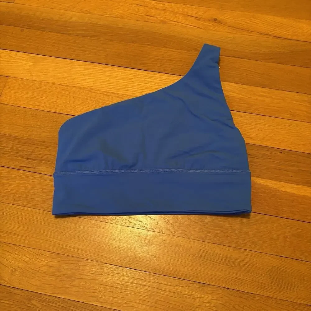 LULULEMON Women’s Asymmetrical One Strap Workout Bra Top Blue Size 6 Medium